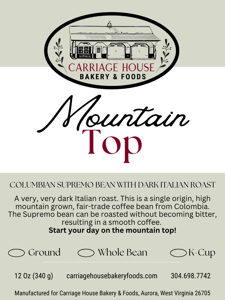 F. Mountain Top - Dark (Bagged or K Cup Coffee)