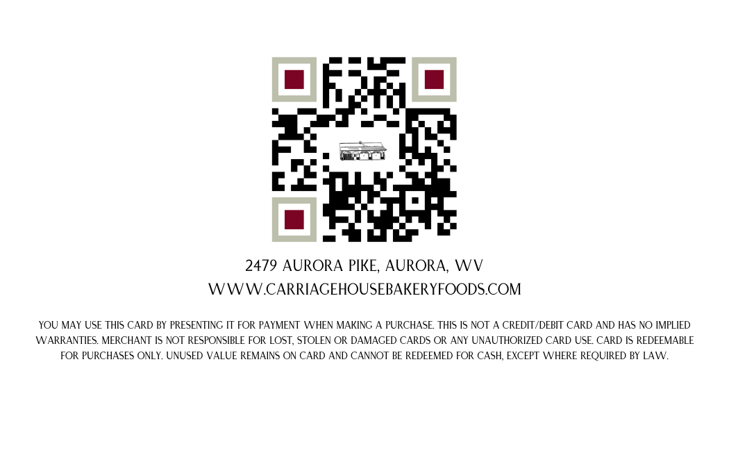 D. Carriage House Bakery & Foods Gift Card